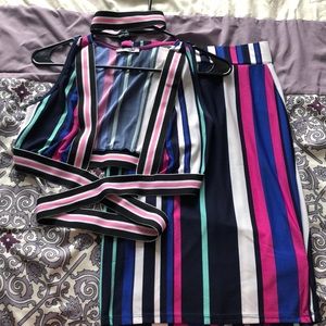 Multicolor Two piece skirt set